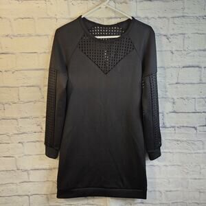 Fabletics Womens Tilly Sweatshirt Dress Black Neoprene Perforated Sz XS